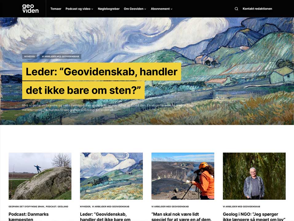 Forside af hjemmesiden: geoviden.dk