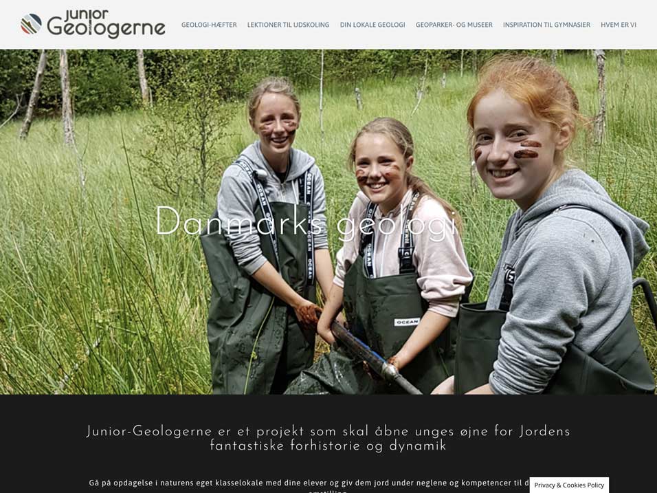 Forside af hjemmesiden: Junior-geologerne.dk